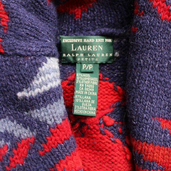 RALPH LAUREN vintage wool Cardigan wool sweater Aztec southwestern tribal jacket - Picture 10 of 10